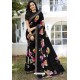 Trendy Black Designer Printed Sari