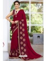 Trendy Maroon Designer Printed Sari