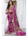 Trendy Medium Violet Designer Printed Sari