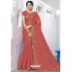Trendy Peach Designer Printed Sari