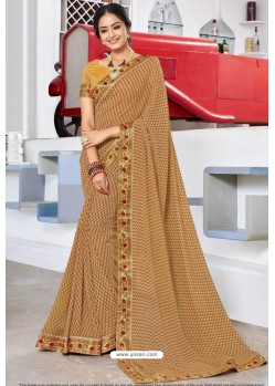 Trendy Beige Designer Printed Sari