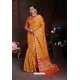Classy Yellow Designer Lichi Silk Sari
