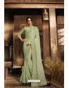 Classy Olive Green Designer Silk Sari