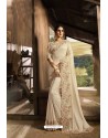Awesome Off White Designer Silk Sari