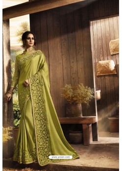 Classy Green Designer Silk Sari