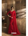 Classy Red Designer Silk Sari