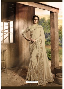 Classy Gold Designer Silk Sari