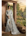 Classy Silver Designer Silk Sari