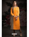 Fabulous Orange Embroidered Churidar Salwar Suit