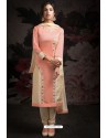 Ravishing Baby Pink Embroidered Churidar Salwar Suits