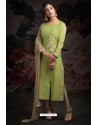 Ravishing Parrot Green Embroidered Churidar Salwar Suits