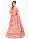 Fabulous Pink Heavy Embroidered Wedding Lehenga Choli