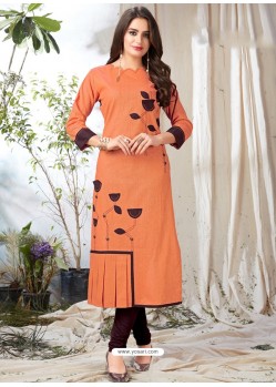Ravishing Orange Designer Readymade Kurti