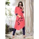 Ravishing Light Red Designer Readymade Kurti