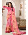 Classy Pink Designer Silk Sari