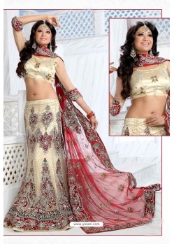 Fabulous Cream Heavy Embroidered Wedding Lehenga Choli