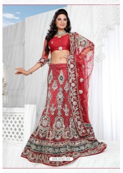 Fabulous Red Heavy Embroidered Wedding Lehenga Choli