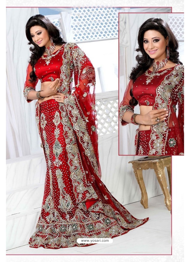 Buy Fabulous Red Heavy Embroidered Wedding Lehenga Choli | Bridal ...
