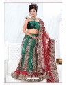 Fabulous Forest Green Heavy Embroidered Wedding Lehenga Choli