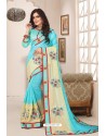Classy Sky Blue Designer Silk Sari