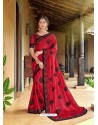 Awesome Red Designer Georgette Sari