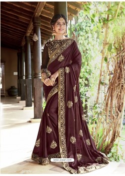 Awesome Brown Designer Georgette Sari