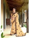 Awesome Cream Designer Georgette Sari