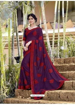 Awesome Purple Designer Georgette Sari
