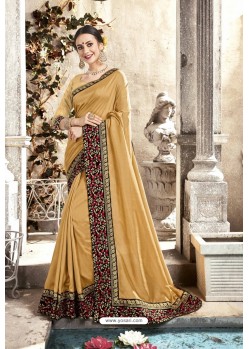 Classy Cream Designer Silk Sari