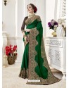 Trendy Dark Green Designer Georgette Sari