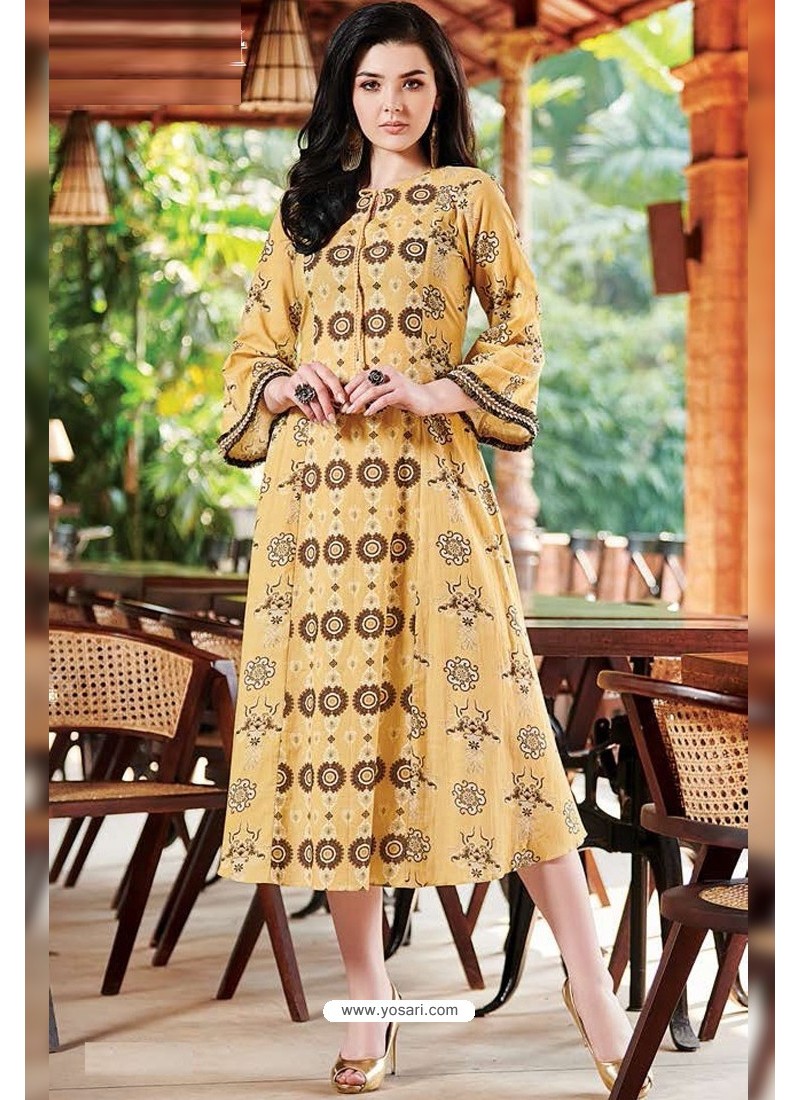 Buy Ravishing Yellow Designer Readymade Kurti | Cotton Kurtis