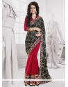Simplistic Red And Black Georgette Saree
