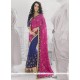 Stupendous Pink And Blue Georgette Saree