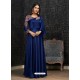Glossy Navy Blue Party Wear Gown for Girls