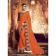 Trendy Orange Designer Party Wear Sari