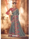 Grey Designer Party Wear Sari