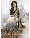 Black And Grey Shaded Georgette And Net Designer Saree