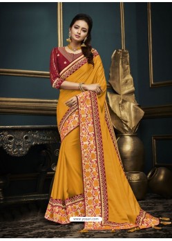 Dashing Yellow Designer Party Wear Sari