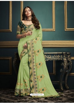 Trendy Green Designer Party Wear Sari