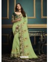 Trendy Green Designer Party Wear Sari