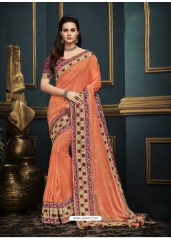 Orange Designer Party Wear Sari