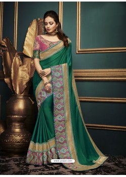Forest Green Designer Party Wear Sari