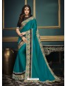 Teal Designer Party Wear Sari