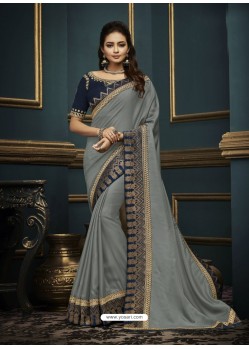 Grey Designer Party Wear Sari