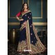 Navy Blue Designer Party Wear Sari