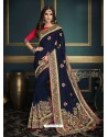 Navy Blue Designer Party Wear Sari