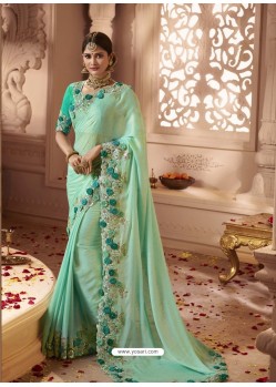 Jade Green Designer Wedding Sari