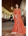 Orange Designer Silk Party Wear Sari
