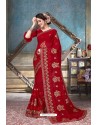 Red Designer Silk Party Wear Sari