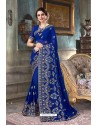 Royal Blue Designer Silk Party Wear Sari